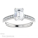 Emerald Cut Forever One Moissanite Engagement Ring #GTJ1265-emerald-fb-w 1 Emerald Cut Forever Brilliant Moissanite Engagement Ring #GTJ1265-emerald-fb-w