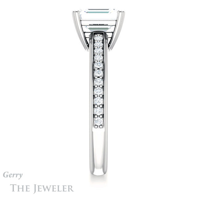 Emerald Cut Forever One Moissanite Engagement Ring #GTJ1265-emerald-fb-w 3 Emerald Cut Forever Brilliant Moissanite Engagement Ring #GTJ1265-emerald-fb-w