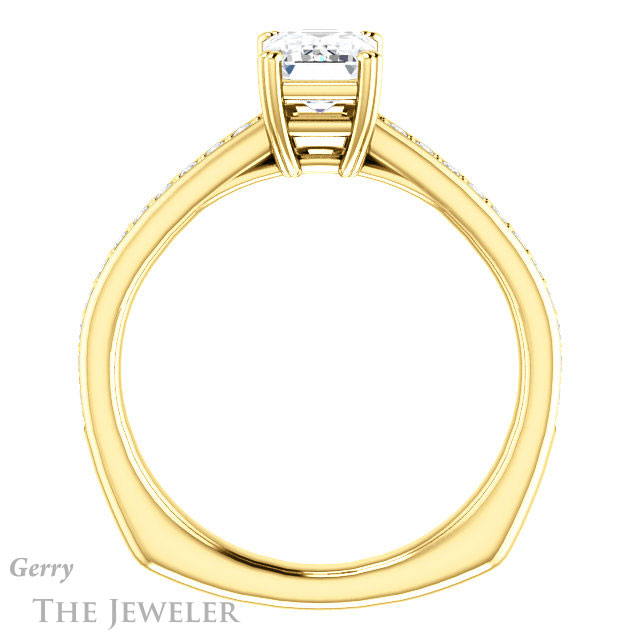 Emerald Cut Forever One Moissanite Engagement Ring #GTJ1265-emerald-fb-y 2 Emerald Cut Forever Brilliant Moissanite Engagement Ring #GTJ1265-emerald-fb-y