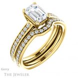 Emerald Cut Forever One Moissanite Engagement Ring #GTJ1265-emerald-fb-y 6 Emerald Cut Forever Brilliant Moissanite Engagement Ring #GTJ1265-emerald-fb-y