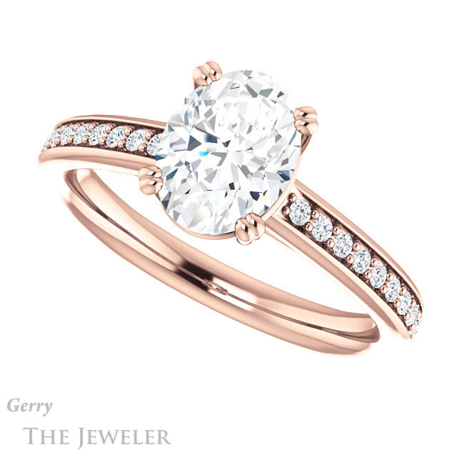 Oval Shaped Forever One Moissanite Engagement Ring #GTJ1265-oval-fo-r