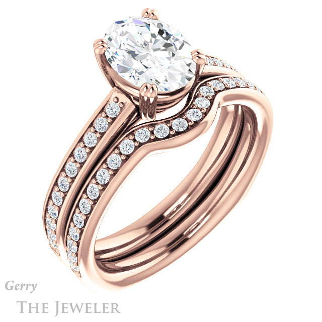 Oval Shaped Forever One Moissanite Engagement Ring #GTJ1265-oval-fo-r