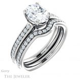 Oval Shaped Forever One Moissanite Engagement Ring #GTJ1265-oval-fo-w