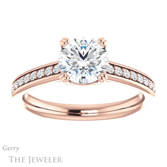 Round Cut Forever One Moissanite Engagement Ring #GTJ1265-round-fo-r