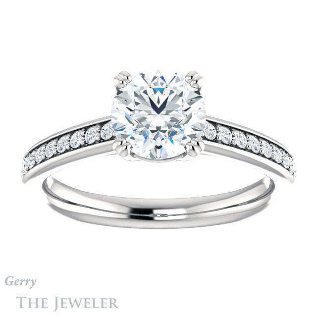 Round Cut Forever One Moissanite Engagement Ring #GTJ1265-round-fo-w 1 Round Cut Forever One Moissanite Engagement Ring #GTJ1265-round-fo-w