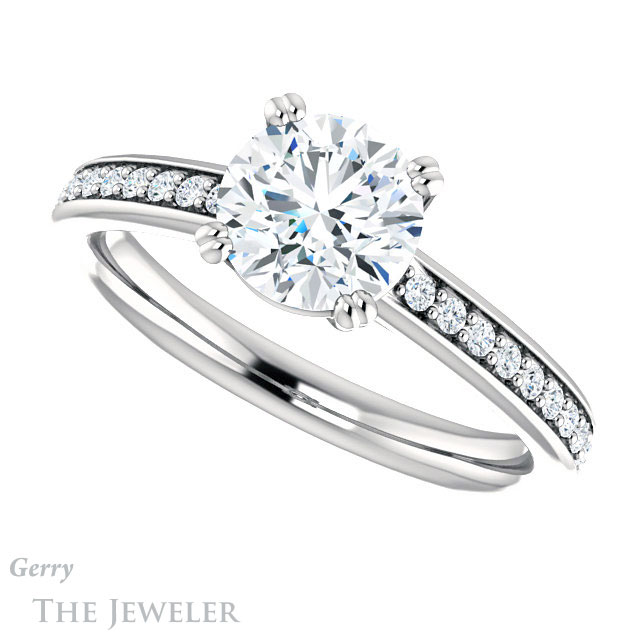 Round Cut Forever One Moissanite Engagement Ring #GTJ1265-round-fo-w 5 Round Cut Forever One Moissanite Engagement Ring #GTJ1265-round-fo-w