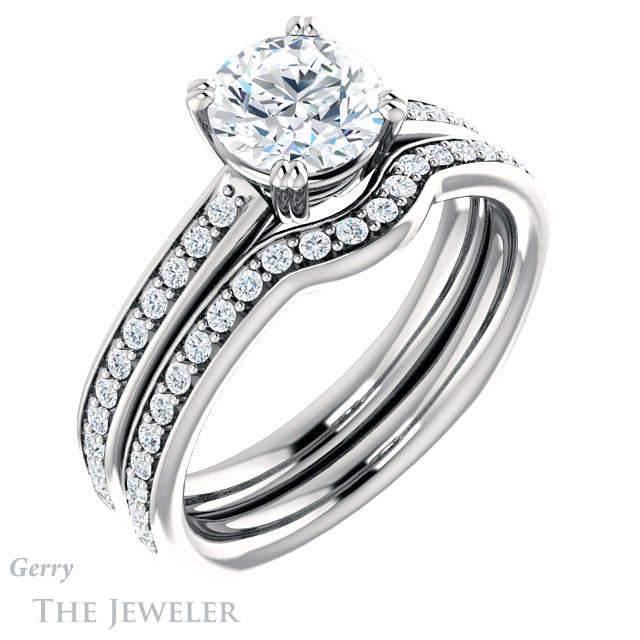 Round Cut Forever One Moissanite Engagement Ring #GTJ1265-round-fo-w 6 Round Cut Forever One Moissanite Engagement Ring #GTJ1265-round-fo-w