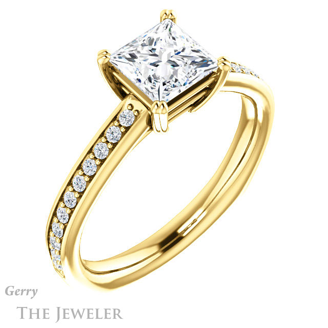 Princess Cut Forever One Moissanite Engagement Ring #GTJ1265-square-fo-y