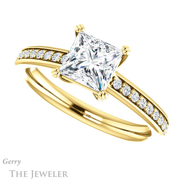 Princess Cut Forever One Moissanite Engagement Ring #GTJ1265-square-fo-y