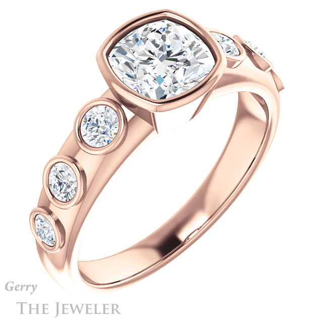 Cushion Cut Forever One Moissanite Engagement Ring #GTJ1266-cushion-fo-r