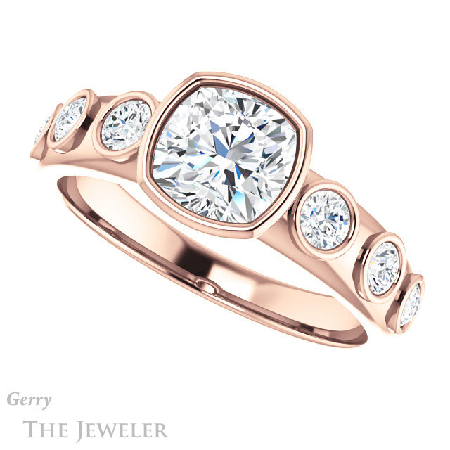 Cushion Cut Forever One Moissanite Engagement Ring #GTJ1266-cushion-fo-r