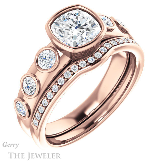 Cushion Cut Forever One Moissanite Engagement Ring #GTJ1266-cushion-fo-r