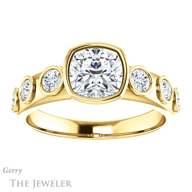 Cushion Cut Forever One Moissanite Engagement Ring #GTJ1266-cushion-fo-y 1 Cushion Cut Forever One Moissanite Engagement Ring #GTJ1266-cushion-fo-y