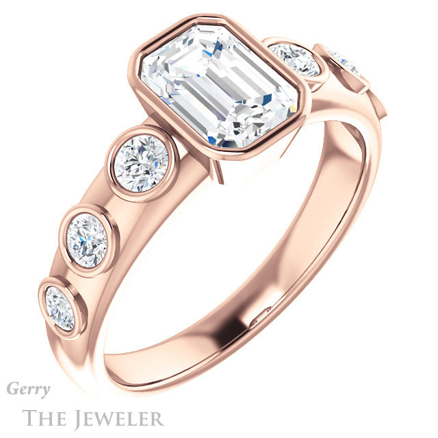 Emerald Cut Forever Brilliant Moissanite Engagement Ring #GTJ1266-emerald-fb-r