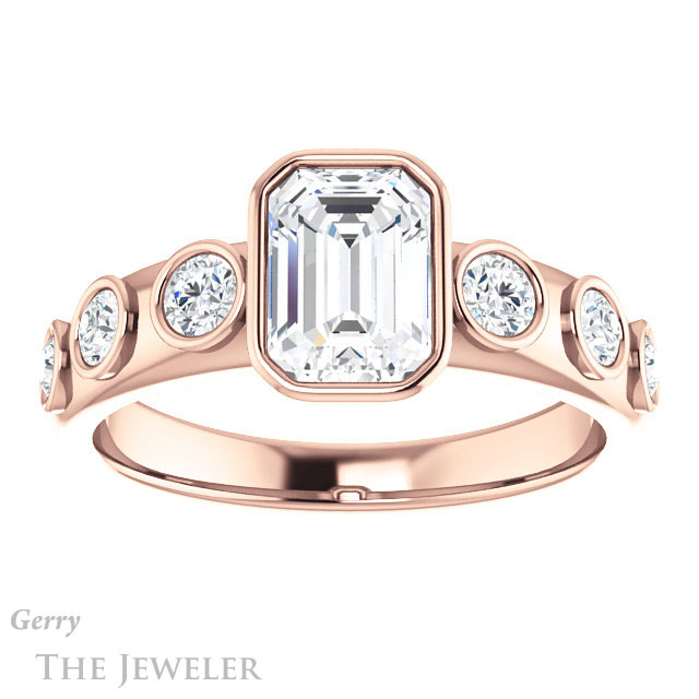 Emerald Cut Forever Brilliant Moissanite Engagement Ring #GTJ1266-emerald-fb-r