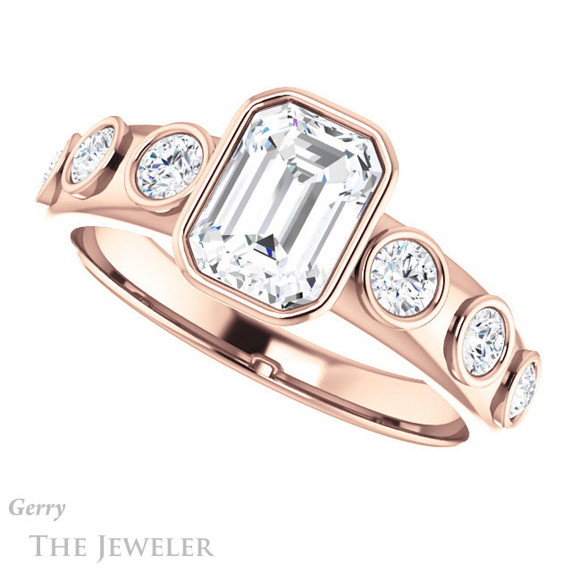 Emerald Cut Forever Brilliant Moissanite Engagement Ring #GTJ1266-emerald-fb-r