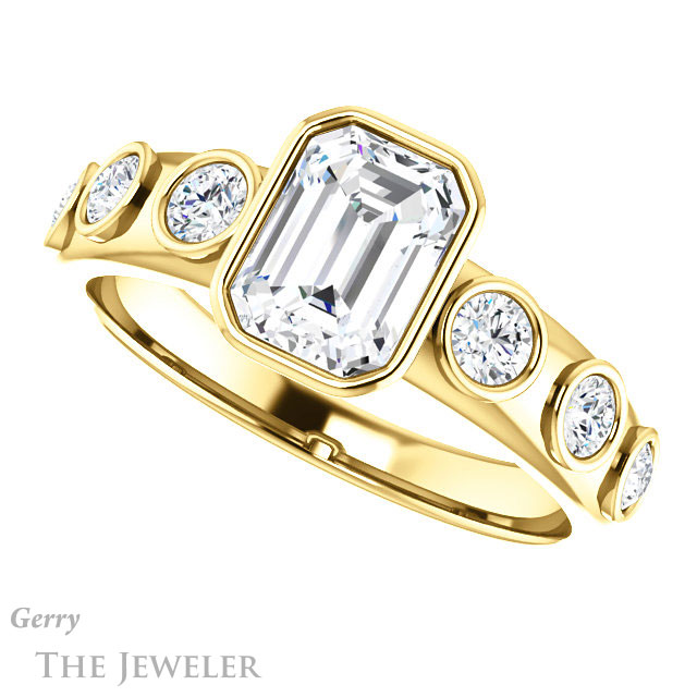 Emerald Cut Forever Brilliant Moissanite Engagement Ring #GTJ1266-emerald-fb-y