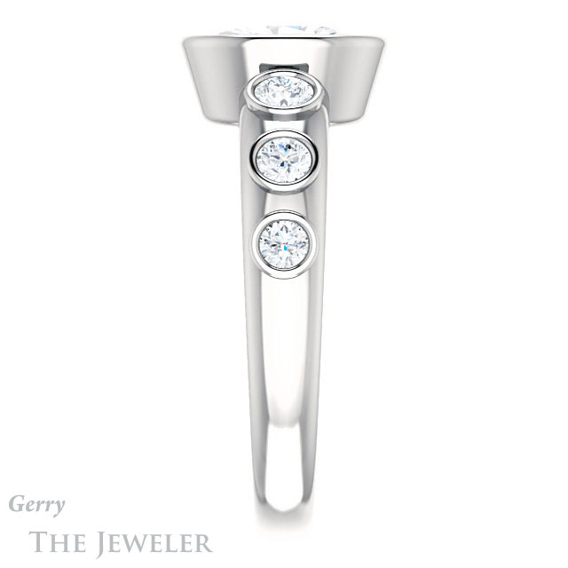 Oval Shaped Forever One Moissanite Engagement Ring #GTJ1266-oval-fo-w 3 Oval Shaped Forever One Moissanite Engagement Ring #GTJ1266-oval-fo-w