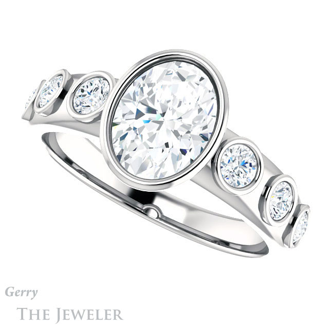 Oval Shaped Forever One Moissanite Engagement Ring #GTJ1266-oval-fo-w 5 Oval Shaped Forever One Moissanite Engagement Ring #GTJ1266-oval-fo-w