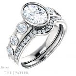 Oval Shaped Forever One Moissanite Engagement Ring #GTJ1266-oval-fo-w 6 Oval Shaped Forever One Moissanite Engagement Ring #GTJ1266-oval-fo-w