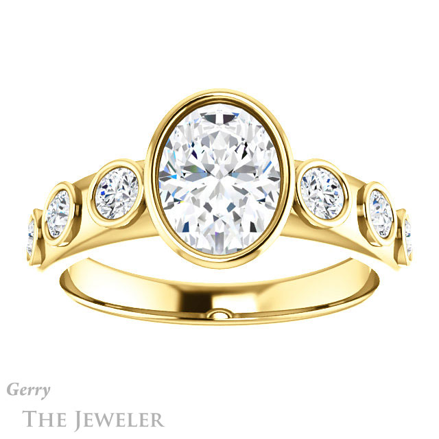Oval Shaped Forever One Moissanite Engagement Ring #GTJ1266-oval-fo-y