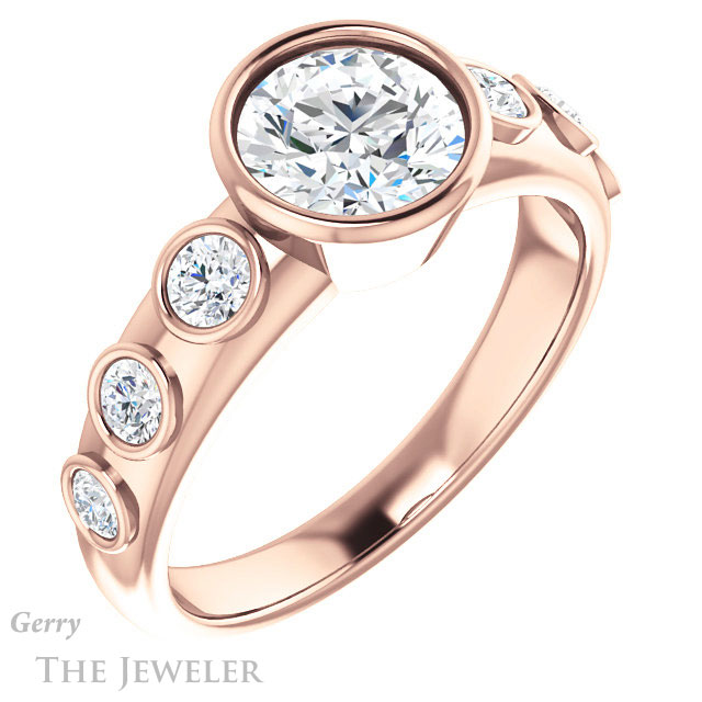 Round Cut Forever One Moissanite Engagement Ring #GTJ1266-round-fo-r 4 Round Cut Forever One Moissanite Engagement Ring #GTJ1266-round-fo-r