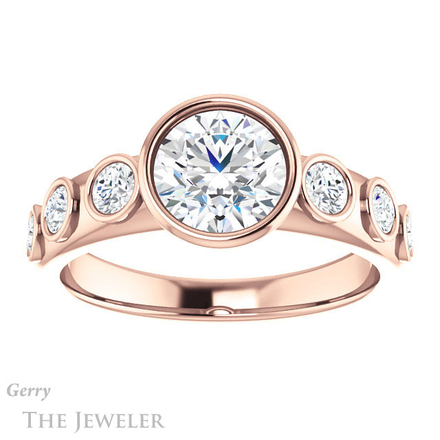 Round Cut Forever One Moissanite Engagement Ring #GTJ1266-round-fo-r