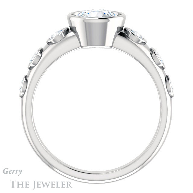 Round Cut Forever One Moissanite Engagement Ring #GTJ1266-round-fo-w