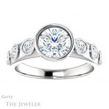Round Cut Forever One Moissanite Engagement Ring #GTJ1266-round-fo-w