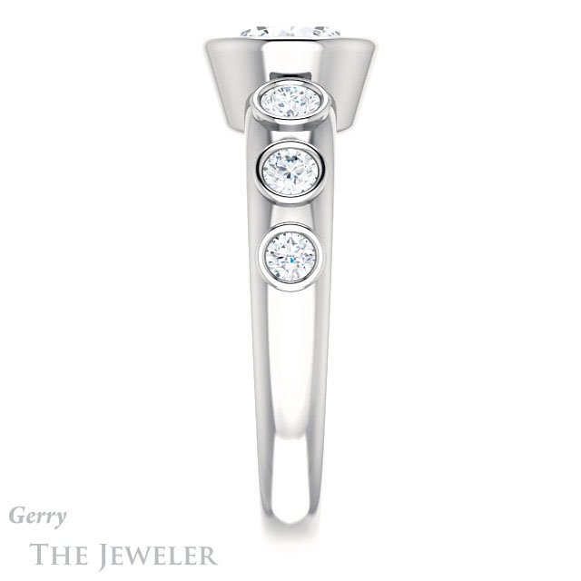 Round Cut Forever One Moissanite Engagement Ring #GTJ1266-round-fo-w
