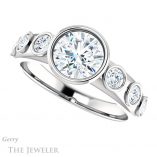 Round Cut Forever One Moissanite Engagement Ring #GTJ1266-round-fo-w