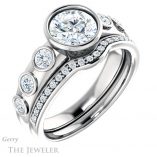 Round Cut Forever One Moissanite Engagement Ring #GTJ1266-round-fo-w