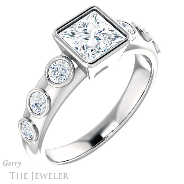 Princess Cut Forever One Moissanite Engagement Ring #GTJ1266-square-fo-w