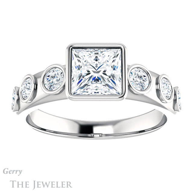 Princess Cut Forever One Moissanite Engagement Ring #GTJ1266-square-fo-w