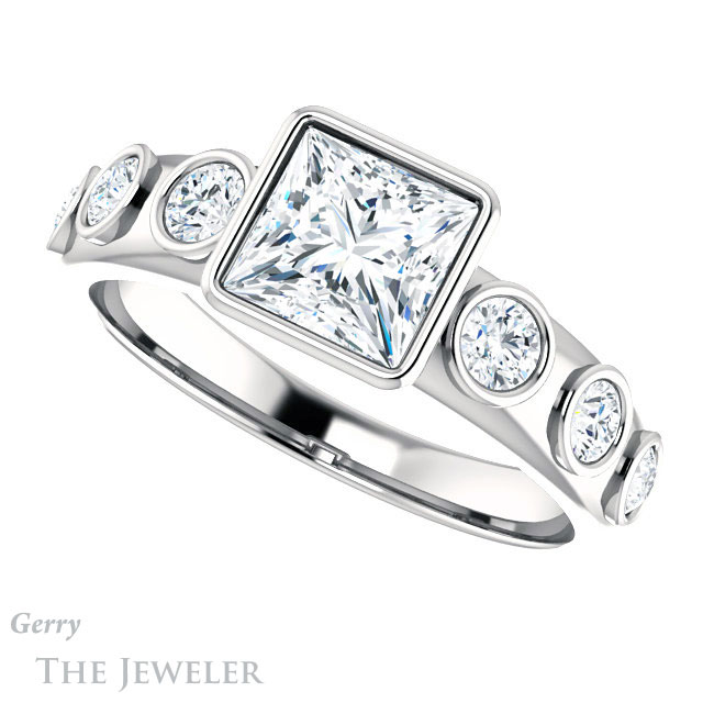 Princess Cut Forever One Moissanite Engagement Ring #GTJ1266-square-fo-w