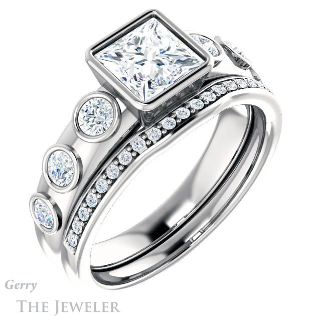 Princess Cut Forever One Moissanite Engagement Ring #GTJ1266-square-fo-w