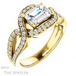 Emerald Cut Forever One Moissanite Engagement Ring #GTJ1267-emerald-fb-y 4 Emerald Cut Forever Brilliant Moissanite Engagement Ring #GTJ1267-emerald-fb-y