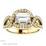 Emerald Cut Forever One Moissanite Engagement Ring #GTJ1267-emerald-fb-y 1 Emerald Cut Forever Brilliant Moissanite Engagement Ring #GTJ1267-emerald-fb-y