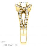 Emerald Cut Forever One Moissanite Engagement Ring #GTJ1267-emerald-fb-y 3 Emerald Cut Forever Brilliant Moissanite Engagement Ring #GTJ1267-emerald-fb-y