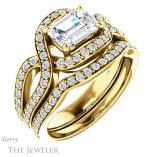 Emerald Cut Forever One Moissanite Engagement Ring #GTJ1267-emerald-fb-y 6 Emerald Cut Forever Brilliant Moissanite Engagement Ring #GTJ1267-emerald-fb-y
