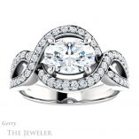 Oval Shaped Forever One Moissanite Engagement Ring #GTJ1267-oval-fo-w 1 Oval Shaped Forever One Moissanite Engagement Ring #GTJ1267-oval-fo-w
