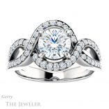 Round Cut Forever One Moissanite Engagement Ring #GTJ1267-round-fo-w 1 Round Cut Forever One Moissanite Engagement Ring #GTJ1267-round-fo-w