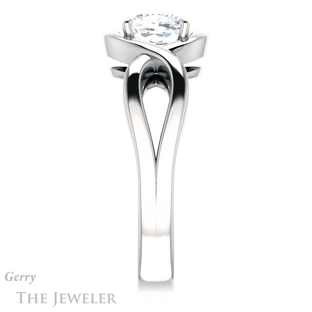 Cushion Cut Forever One Moissanite Engagement Ring #GTJ1268-cushion-fo-w | Gerry The Jeweler Cushion Cut Forever One Moissanite Engagement Ring #GTJ1268-cushion-fo-w