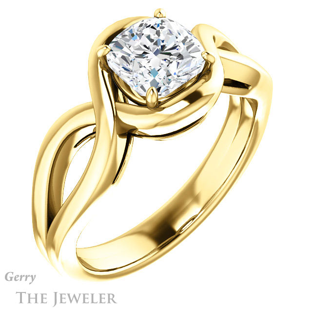 Cushion Cut Forever One Moissanite Engagement Ring #GTJ1268-cushion-fo-y | Gerry The Jeweler Cushion Cut Forever One Moissanite Engagement Ring #GTJ1268-cushion-fo-y