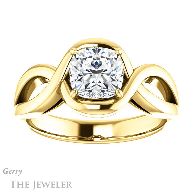 Cushion Cut Forever One Moissanite Engagement Ring #GTJ1268-cushion-fo-y | Gerry The Jeweler Cushion Cut Forever One Moissanite Engagement Ring #GTJ1268-cushion-fo-y