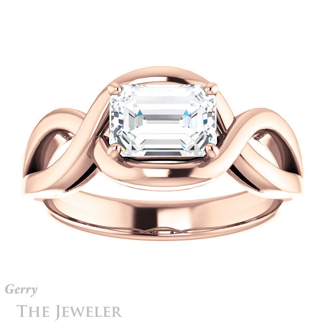 Emerald Cut Forever One Moissanite Engagement Ring #GTJ1268-emerald-fb-r | Gerry The Jeweler Emerald Cut Forever Brilliant Moissanite Engagement Ring #GTJ1268-emerald-fb-r