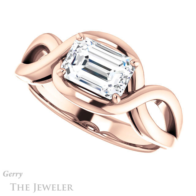 Emerald Cut Forever One Moissanite Engagement Ring #GTJ1268-emerald-fb-r | Gerry The Jeweler Emerald Cut Forever Brilliant Moissanite Engagement Ring #GTJ1268-emerald-fb-r