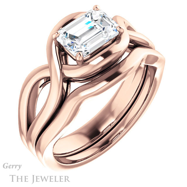 Emerald Cut Forever One Moissanite Engagement Ring #GTJ1268-emerald-fb-r | Gerry The Jeweler Emerald Cut Forever Brilliant Moissanite Engagement Ring #GTJ1268-emerald-fb-r