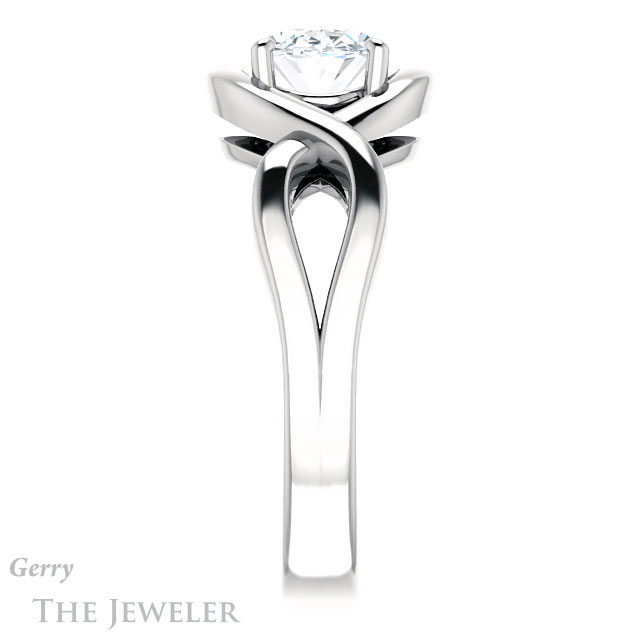 Oval Shaped Forever One Moissanite Engagement Ring #GTJ1268-oval-fo-w | Gerry The Jeweler Oval Shaped Forever One Moissanite Engagement Ring #GTJ1268-oval-fo-w
