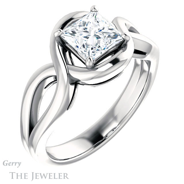 Princess Cut Forever One Moissanite Engagement Ring #GTJ1268-square-fo-w | Gerry The Jeweler Princess Cut Forever One Moissanite Engagement Ring #GTJ1268-square-fo-w